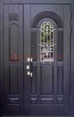 Входная дверь Винорит со стеклом и ковкой с узором ДСК-270 в Яхроме