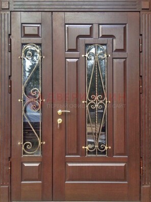 Стальная распашная дверь Винорит стекло и ковка ДСК-274 в Яхроме