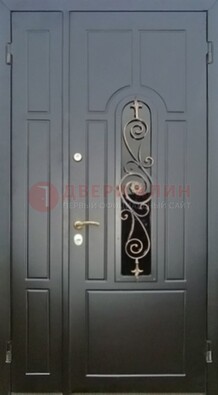 Металлическая дверь Винорит со стеклом в темном цвете ДСК-276 в Яхроме