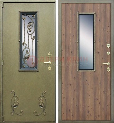 Офисная железная дверь со стеклом и ковкой ДСК-44 в Яхроме