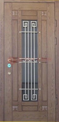 Стандартная железная дверь со стеклом темным и ковкой ДСК-5 в Орле