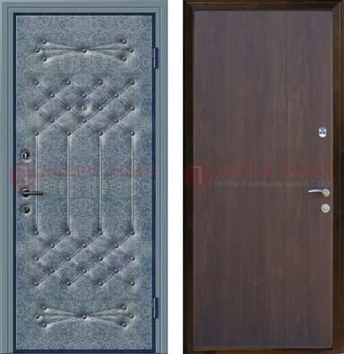 Серая металлическая дверь с винилискожей ДВ-35 в Яхроме