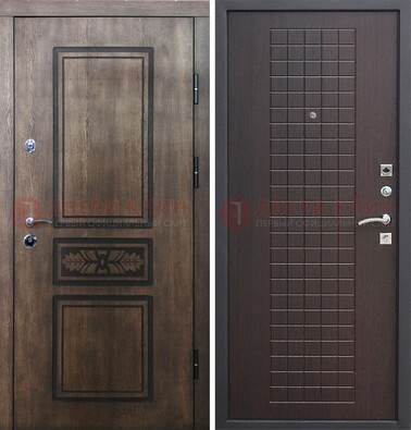Входная резная дверь c МДФ и коричневой обратной стороной  ДM-1177 в Яхроме