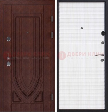 Уличная темная филенчатая дверь с виноритом и МДФ Белый ясень ДВТ-141 в Яхроме