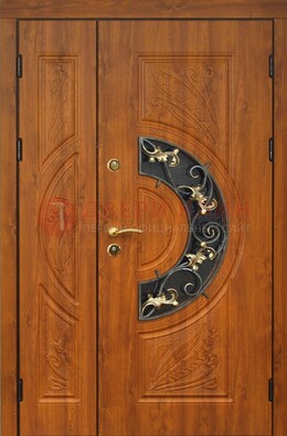 Входная дверь цвета золотой дуб с виноритом и ковкой ДВТ-176 в Ярославле