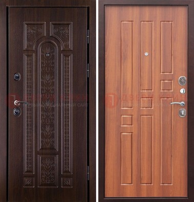 Темная металлическая дверь с виноритом и узором ДВТ-224 в Яхроме