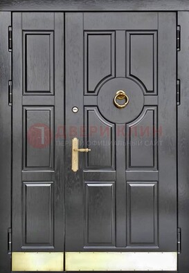 Черная металическая дверь с виноритом для дома ДВТ-241 в Яхроме