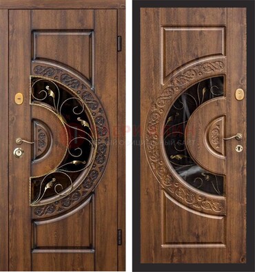Металлическая дверь с виноритом и панелью Золотой Дуб ДВТ-71 в Яхроме