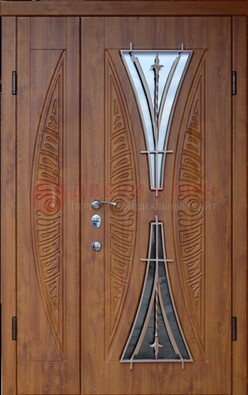 Входная классическая дверь с терморазрывом и коричневым МДФ ДВТ-76 в Яхроме