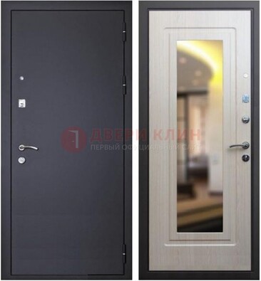 Черная металлическая дверь с зеркалом ДЗ-26 в Яхроме