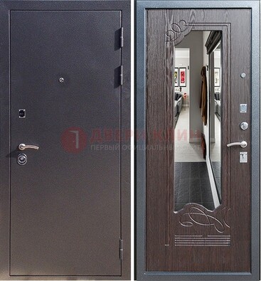 Черная входная дверь с зеркалом МДФ внутри ДЗ-29 в Яхроме