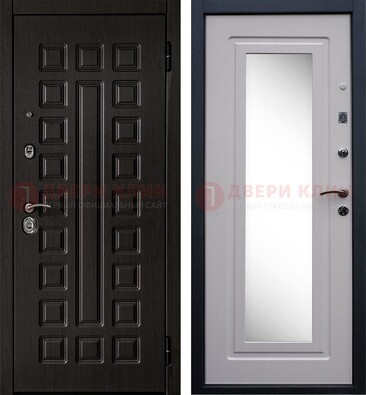 Черная филенчатая металлическая дверь МДФ с зеркалом ДЗ-83 в Яхроме