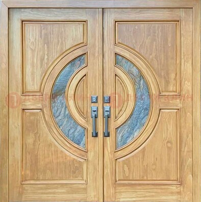 Двухстворчатая металлическая дверь с витражом ВЖ-11 в Яхроме