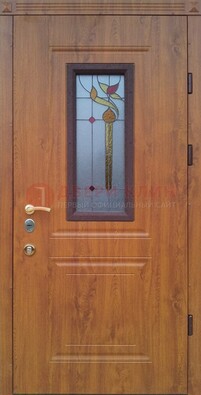 Железная дверь с МДФ и витражом ВЖ-24 в Белгороде